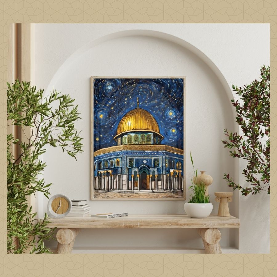 Dome of the Rock Under the Midnight Sky