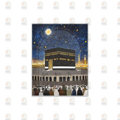 Kaaba Gathering Under Moonlight